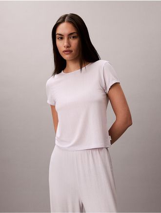 Calvin Klein Womens Modal Stretch Drop Needle Baby Tee - Neutral - XL