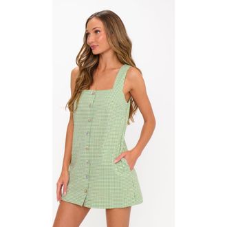 Show me your Mumu Everly Mini Dress in Field Green Gingham at Nordstrom, Size X-Large