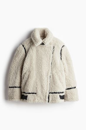 H&M Oversized Jacke aus Teddyfleece - Naturweiss
