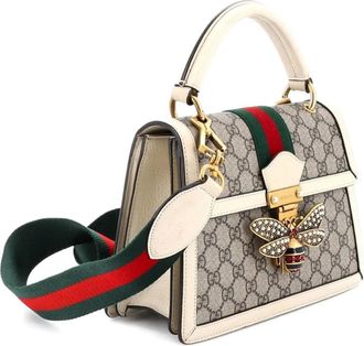 Gucci Queen Margaret Top Handle Bag GG Coated Canvas with Leather Small satchel - Beige