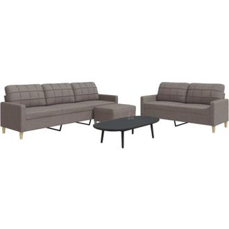 vidaXL Vidaxl - Juego De Sof&aacute;s Con Reposapi&eacute;s 3 Piezas Tela Gris Taup&eacute;