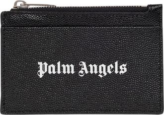 Palm Angels Kaarthouder met Logo - Heren - Portefeuilles - Zwart - ONE Size - Leer - Accessoires