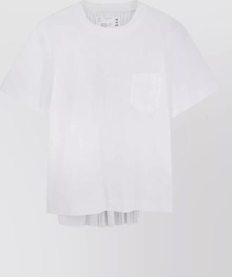 sacai short sleeve top chest pocket pleated back