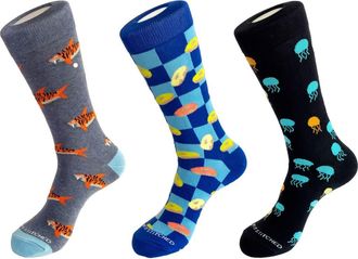 Unsimply Stitched 3-Pack Assorted Graphic Crew Socks in Blue Multi at Nordstrom Rack