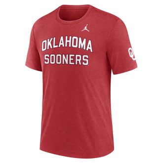 Nike Jordan Mens Oklahoma Campus Collegiate Block Jordan Brand College T-Shirt in Red | NJFD07N9OKN-F9M