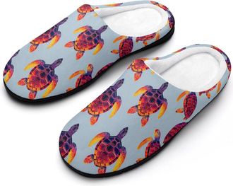 Generic Sea Turtle Cute Funny Mens Cotton Slippers Shoes Novelty Soft Non-Slip Sole Home Shoe