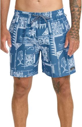 Quiksilver Mix Pack Print Swim Trunks in Federal Blue at Nordstrom, Size Xx-Large