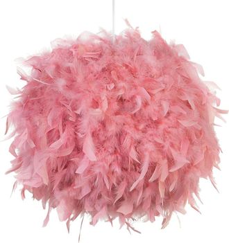 Beliani Lámpara colgante plumas rosa