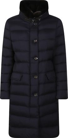 Moorer Vetiver-S3 Quilted Flap-Pocket High-Collar Down Coat