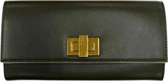 Fendi Pre-owned Long wallet (bi-fold) - Dames - Vintage Tassen - Groen - ONE Size - Leer - Vintage