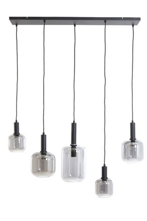 Light & Living L&aacute;mpara Colgante - Lekar - Negro - Vidrio - - Light&living