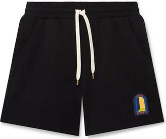 Casablanca Short de surv&ecirc;tement &agrave; patch LArche De Nuit - Heren - Bermuda - Zwart - 2XL - Katoen - Korte Broeken