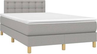 vidaXL Vidaxl - Cama Box Spring Con Colch&oacute;n Tela Y Led Gris Claro 120x200 Cm