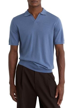 Reiss Duchie Short Sleeve Wool Polo Sweater in Nordic Blue at Nordstrom, Size Xx-Large