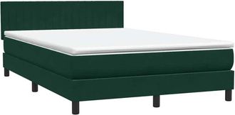vidaXL Cama Box Spring Con Colch&oacute;n Terciopelo Verde Oscuro 160x210 Cm Vidaxl