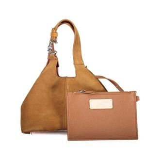 Coccinelle Borsa Hobo in camoscio con pochette in pelle - - Bags - Donna - Marrone - ONE SIZE