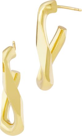Savvy Cie Jewels GOLD PLATED OVER BRASS OVAL SHAPED HOOP EARRINGS