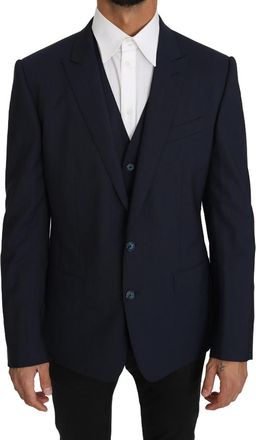 Dolce & Gabbana Heren Blazer Vest 2-Delig Blauw Wol MARTINI