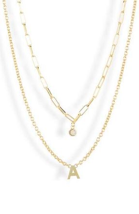 Meshmerise Diamond Initial Charm Necklace in Yellow-A at Nordstrom Rack