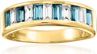 Ross-Simons London Blue Topaz and. Lab-Grown Diamond Ring in 18kt Gold Over Sterling