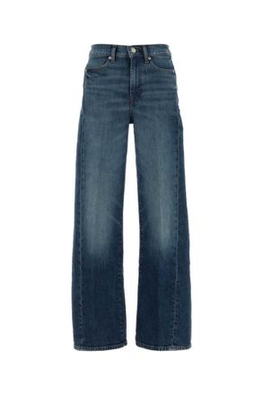 7 For All Mankind Blue Flared High Rise Jeans