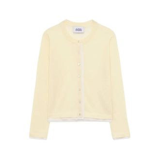 Alpha Studio Cardigans, female, Beige, Size: M Rebecca Mix Fabric Cardigan