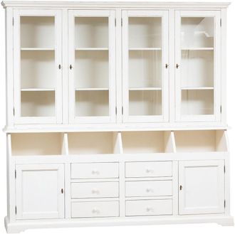Biscottini International Biblioteca De Estilo Country De Madera Maciza De Tilo Acabado Con Efecto Blanco Envejecido 230x50x226 Cm