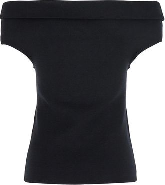 Toteme Womens Black Off-Shoulder Double-Knit Top Viscose Tops