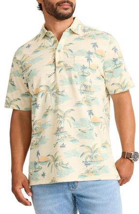 Tommy Bahama San Lucio Tides Mirage Tropical Print IslandZone Polo in Tanned Cream at Nordstrom, Size 3Xlt