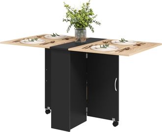 HOMCOM Tavolo Allungabile 4-6 Persone Ruote E Ripiani 140x75x74cm Rovere E Nero - Homcom
