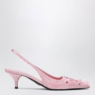 Prada D&eacute;collet&eacute; slingback rosa in seta e viscosa