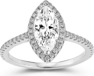 Glaze Jewelry Marquise Cut Moissanite Halo Ring in Silver/Moissanite at Nordstrom Rack, Size 8