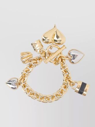 Chlo&eacute; chain link bracelet heart charms mixed metal