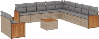 vidaXL Set De Sof&aacute;s De Jard&iacute;n 12 Pzas Y Cojines Rat&aacute;n Sint&eacute;tico Marr&oacute;n Vidaxl