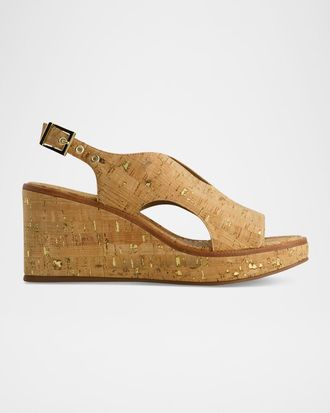 Bernardo Kuarta Cork Wedge Slingback Sandals