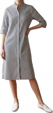 Entro Midi Shirt Dress In Navy Stripe