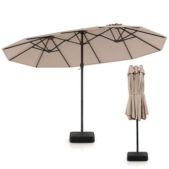Costway Costway Double Sided Patio Umbrella Outdoor Large Market Umbrella in Brown