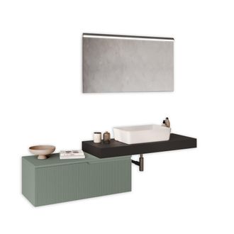 Aquadesign Mueble de ba&ntilde;o 4 piezas en mdf antracita/verde salvia