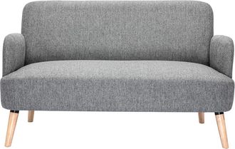 Miliboo Miliboo - Sof&aacute; N&oacute;rdico 2 Plazas De Tejido Gris Claro Y Madera Clara Isko