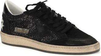 Golden Goose Womens Ball Star Glitter Sneakers Black