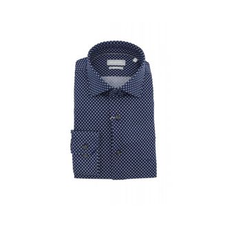 Michael Kors Printed Piqu&eacute; Slim Fit Shirt - Heren - Zakelijke Overhemden - Blauw - XL - Overhemden