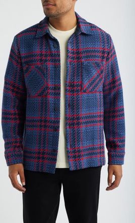 Wax London Whiting Wye Check Overshirt in Navy/red at Nordstrom, Size Xx-Large