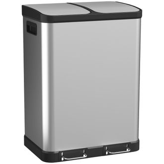 OEM Pattumiera Da Cucina A Doppio Scomparto Con Pedale, Color Argento, 2 X 30 L