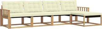 vidaXL Conjunto De Sof&aacute;s De Exterior 5 Uds. Blanco Y Crema Vidaxl