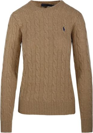 Ralph Lauren Truien & Vesten, Dames, Bruin, L, Leer, Julianna Trui met Ronde Hals