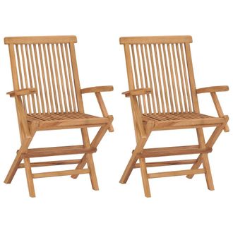 vidaXL Sillas De Jard&iacute;n Plegables 2 Unidades Madera Maciza De Teca Vidaxl