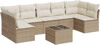 vidaXL Vidaxl - Juego De Sof&aacute;s De Jard&iacute;n Con Cojines Beige 8 Pzas Rat&aacute;n Pe