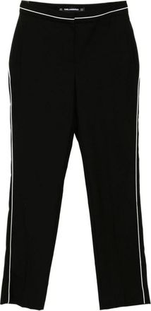 Karl Lagerfeld Broeken, Dames, Zwart, M, Leer, Straight Broeken