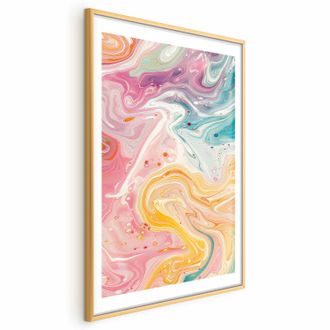 OEM P&oacute;ster - Caos Colorido - Formas Din&aacute;micas En Tonos Rosas, Amarillos Y Azules