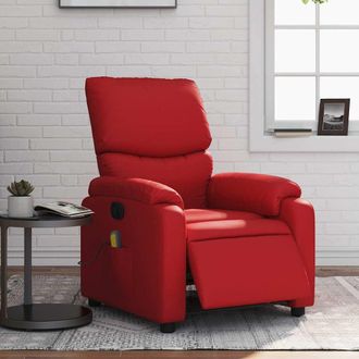 vidaXL Vidaxl - Sill&oacute;n De Masaje Reclinable El&eacute;ctrico De Cuero Artificial Rojo